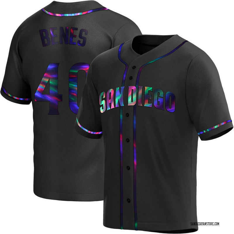 Andy Benes Men's San Diego Padres Alternate Jersey - Black Holographic Replica