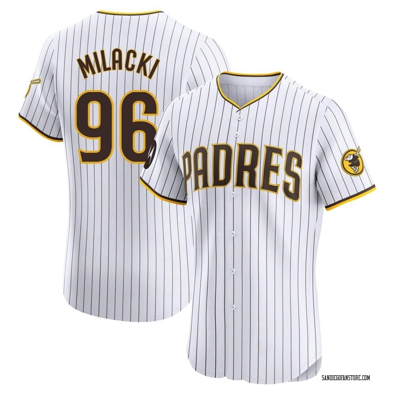 Bobby Milacki Men's San Diego Padres Home Patch Jersey - White Elite