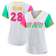 Bobby Tolan Women's San Diego Padres 2022 City Connect Jersey - White Replica