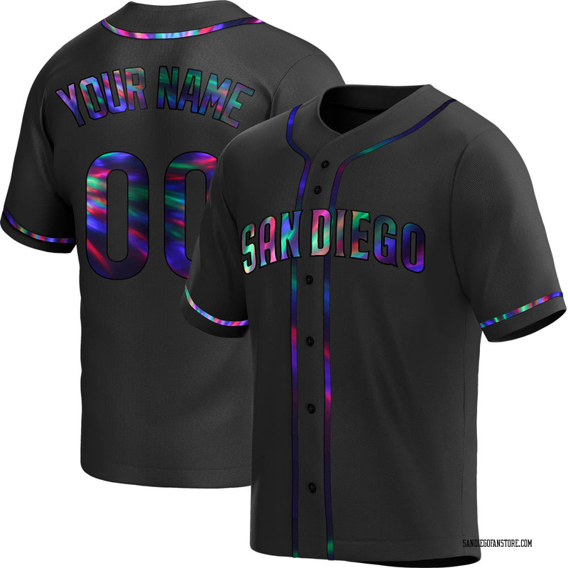 Custom Men's San Diego Padres Alternate Jersey - Black Holographic Replica