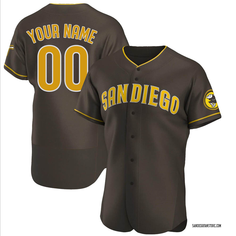 Custom Men's San Diego Padres Home Jersey White/Brown Authentic