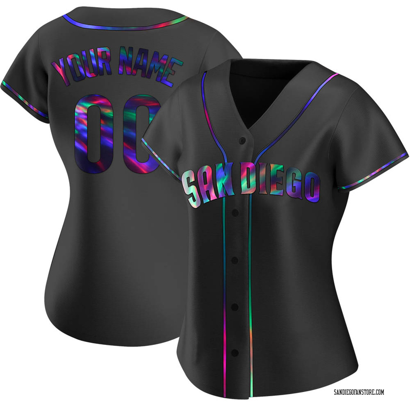 Custom Women's San Diego Padres Alternate Jersey - Black Holographic Replica