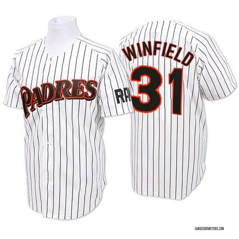 Dave Winfield Men's San Diego Padres Strip Throwback Jersey - White/Blue Authentic