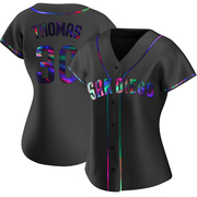 Derrel Thomas Women's San Diego Padres Alternate Jersey - Black Holographic Replica
