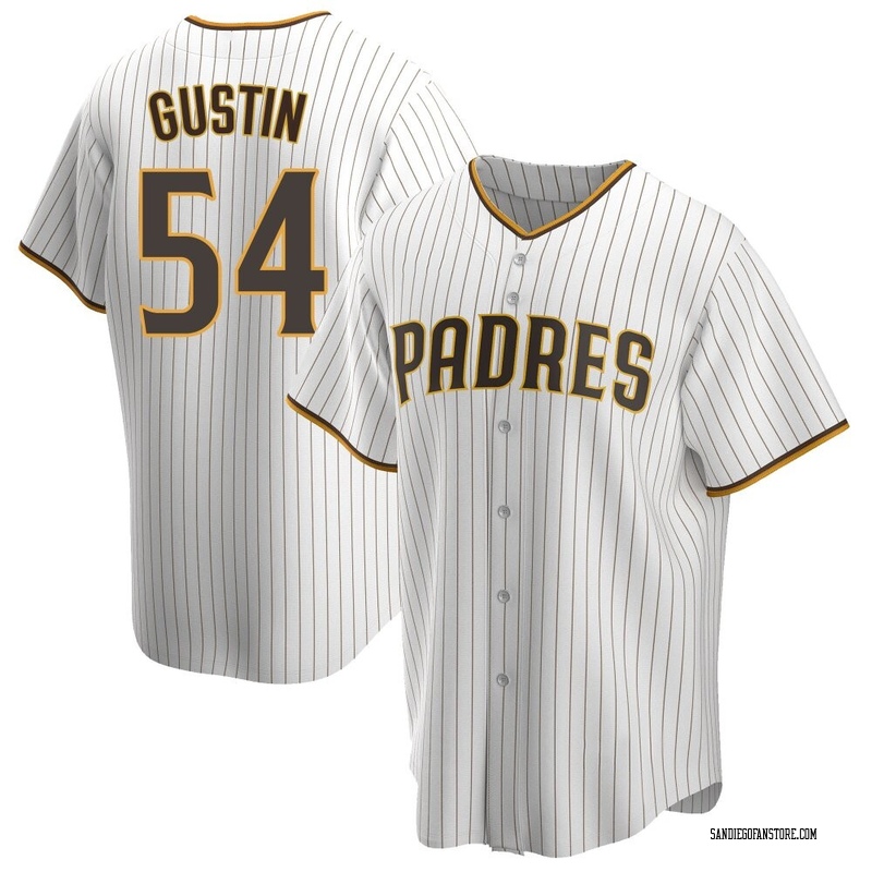 Harry Gustin Youth San Diego Padres Home Jersey - White/Brown Replica