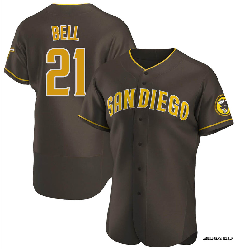 Heath Bell Men's San Diego Padres Road Jersey - Brown Authentic