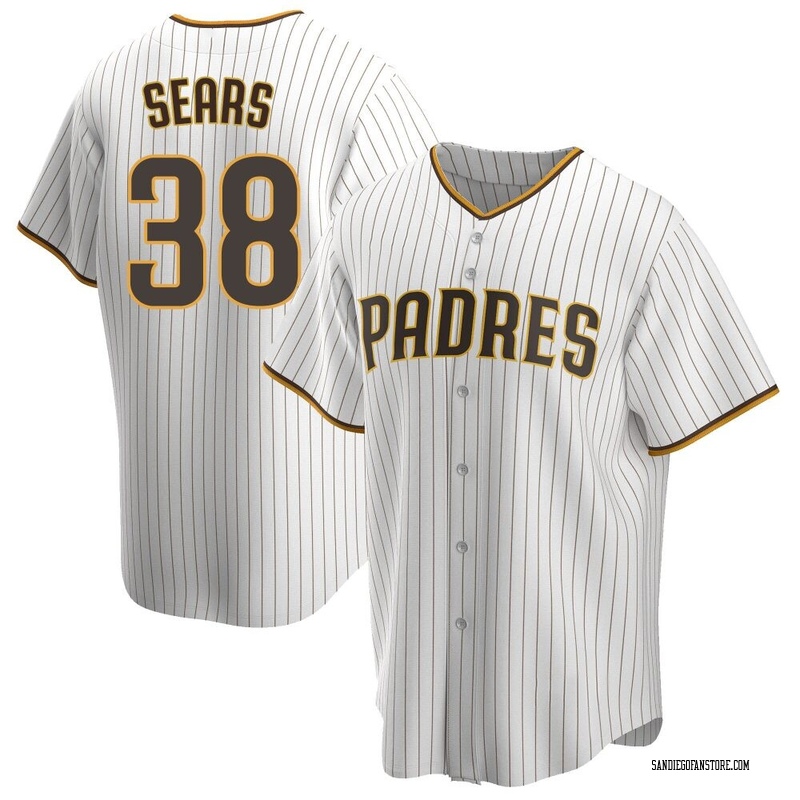 JP Sears Men's San Diego Padres Home Jersey - White/Brown Replica