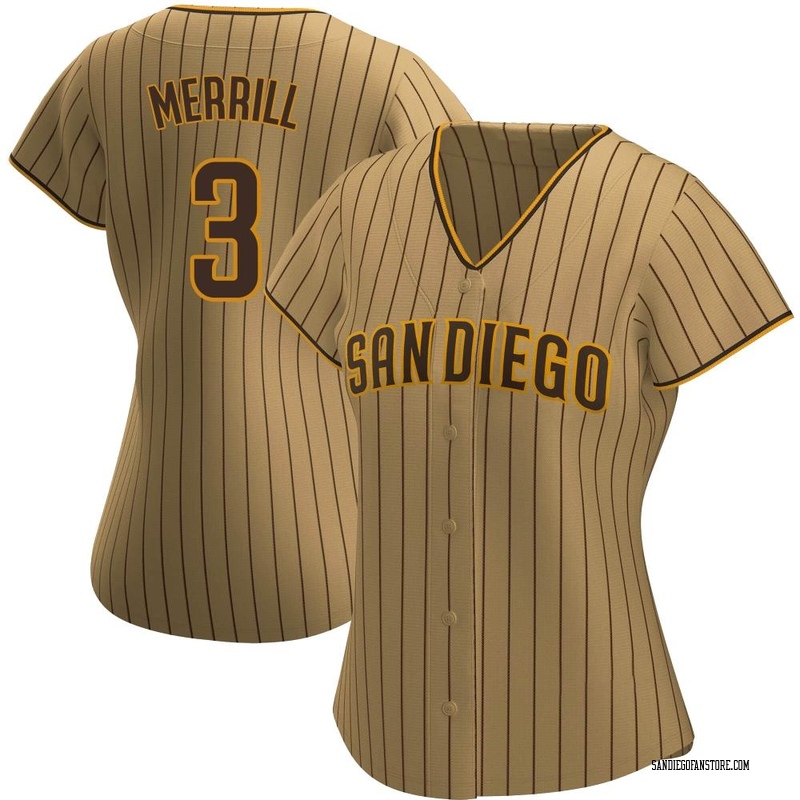 Jackson Merrill Women's San Diego Padres Alternate Jersey - Tan/Brown Replica