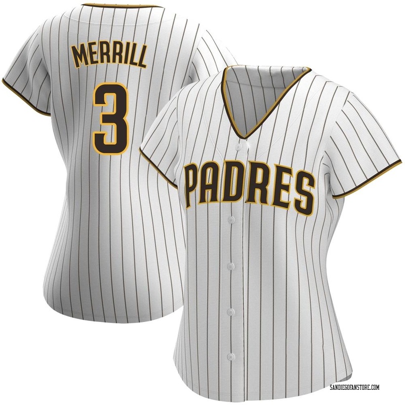 Jackson Merrill Women's San Diego Padres Home Jersey - White/Brown Replica