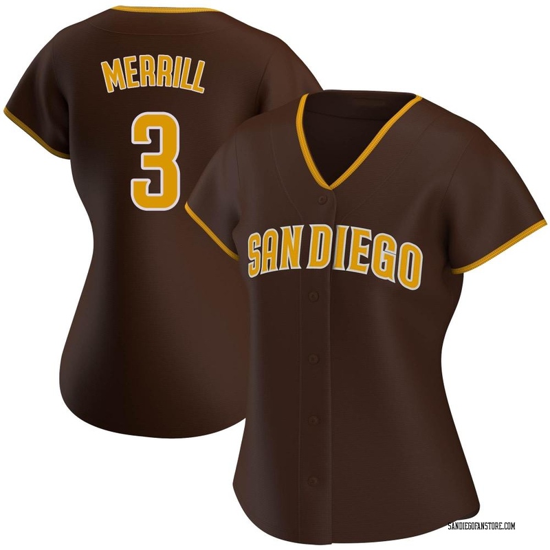 Jackson Merrill Women's San Diego Padres Road Jersey - Brown Authentic