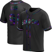 Ji Man Choi Men's San Diego Padres Alternate Jersey - Black Holographic Replica