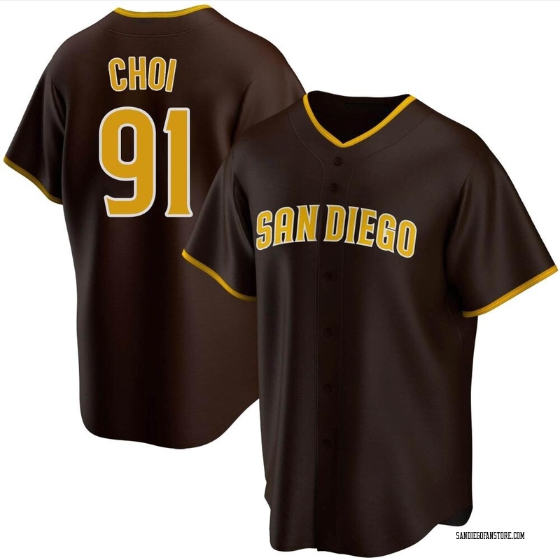 Ji Man Choi Men's San Diego Padres Road Jersey - Brown Replica