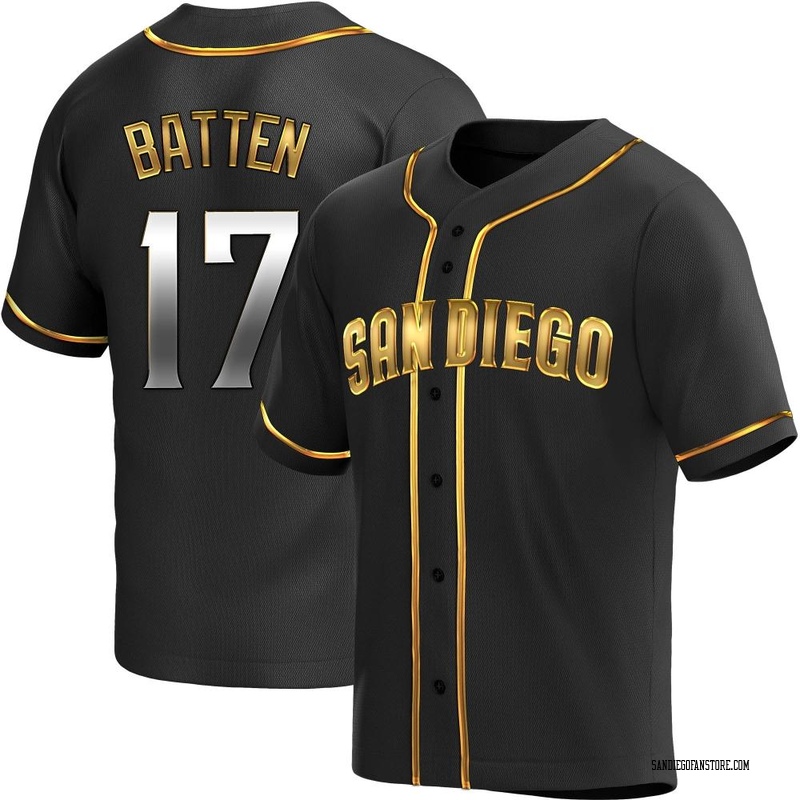 Matthew Batten Men's San Diego Padres Alternate Jersey - Black Golden Replica