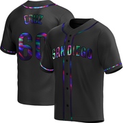 Omar Cruz Men's San Diego Padres Alternate Jersey - Black Holographic Replica