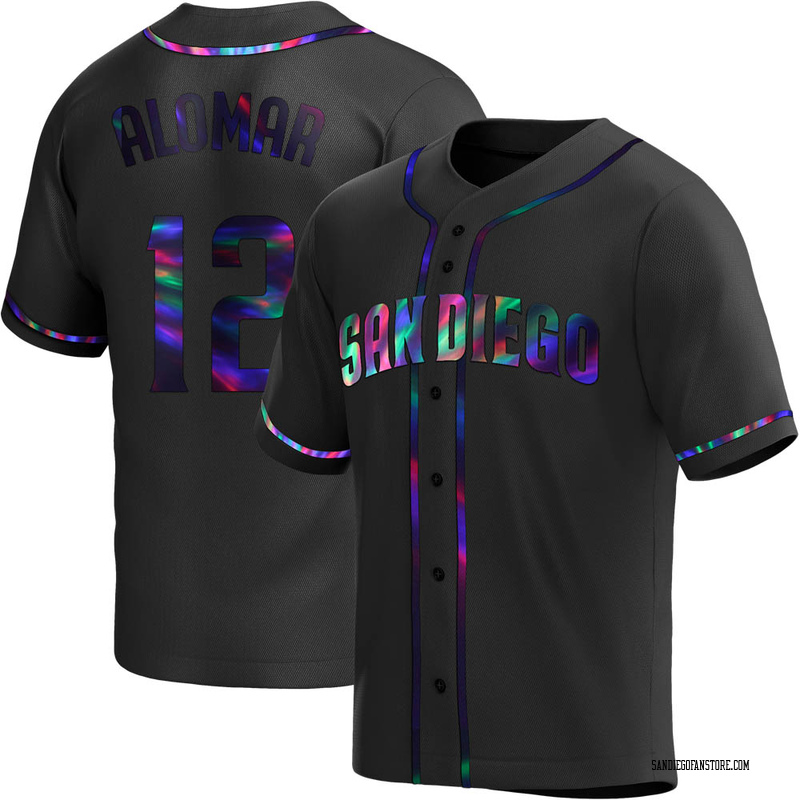 Roberto Alomar Men's San Diego Padres Alternate Jersey - Black Holographic Replica
