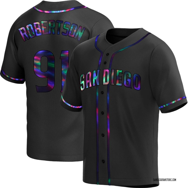 Tyler Robertson Men's San Diego Padres Alternate Jersey - Black Holographic Replica